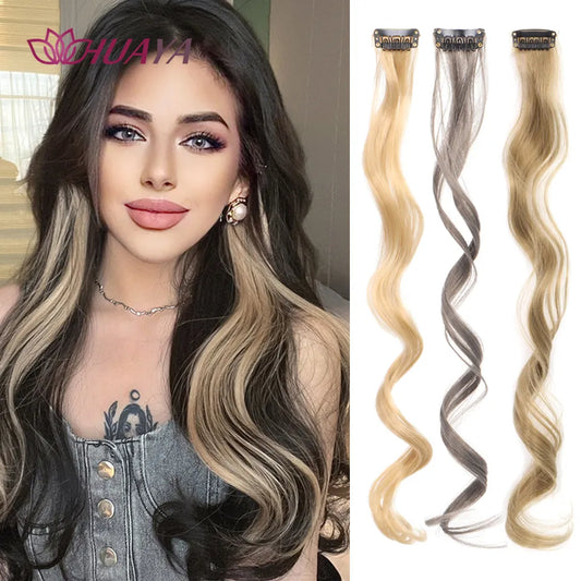 HUAYA Synthetic Long Curly Heat Resistant Clip-In Hair Extension