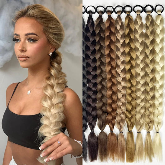 Synthetic Long Twist Braid Ponytail Hair Extensions | 24-Inch Boxing Braided