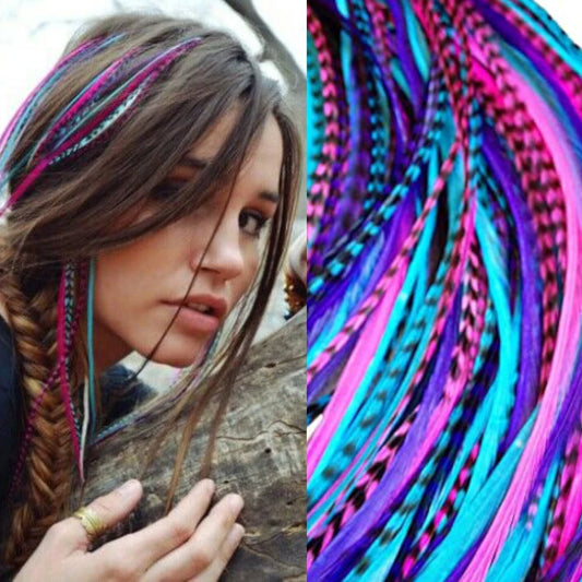 MISSQUEEN Synthetic Colored Feather Hair Extensions | 16-Inch 10 Strands