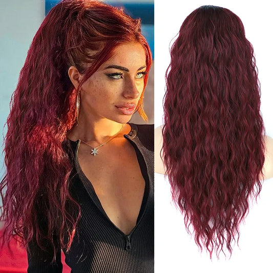 Long Curly Wavy Ponytail Hair Extension | Synthetic Drawstring Ponytail