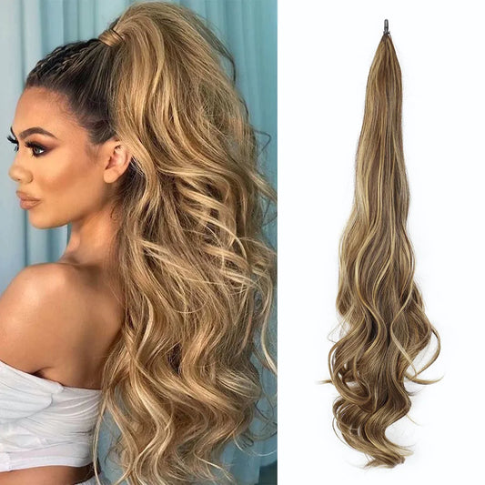 30-Inch Synthetic PonyTail | Long Wavy Layered Wrap Around Hair Extensions