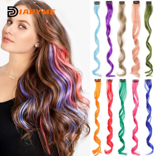 Colorful Hair Extensions | Curly One Clip Synthetic Long Hairpiece