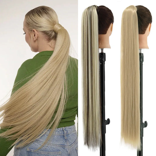 85cm Synthetic Long Straight Ponytail Clip-In Hair Extensions | Wrap Around