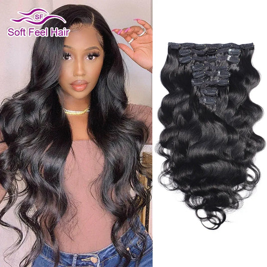 Brazilian Body Wave Clip-In Human Hair Extensions | 8-Piece Remy